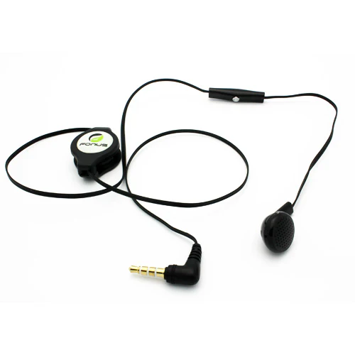 Retractable Mono Earphone 3.5mm Headphone - In-Ear Single Earbud - Black - Fonus J80 - Image 4