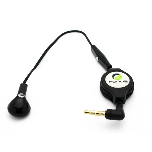 Retractable Mono Earphone 3.5mm Headphone - In-Ear Single Earbud - Black - Fonus J80 - Image 5