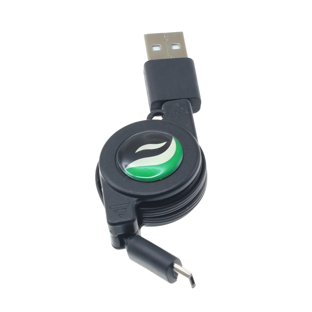 Retractable Micro USB Cable Charger Cord - Black - Fonus C92