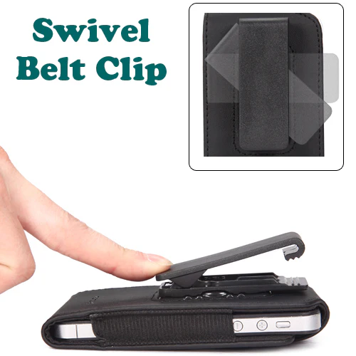 Case Rugged Holster Swivel Belt Clip - Vertical Cover - LCASE50 - Black - Fonus E53 - Image 6