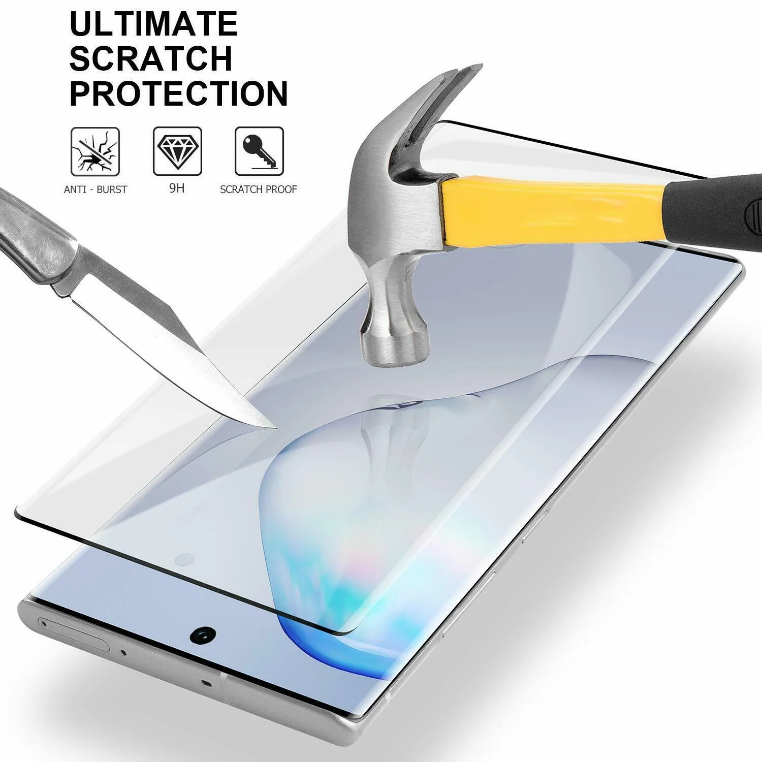 Samsung Galaxy Note 10 - Tempered Glass Screen Protector - 3D Curved - Full Cover - Fingerprint Unlock - Image 3