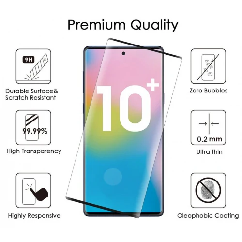 Samsung Galaxy Note 10 Plus - Tempered Glass Screen Protector - 3D Curved - Full Cover - Fingerprint Unlock - Image 3