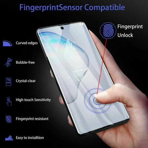 Samsung Galaxy Note 10 Plus - Tempered Glass Screen Protector - 3D Curved - Full Cover - Fingerprint Unlock - Image 4