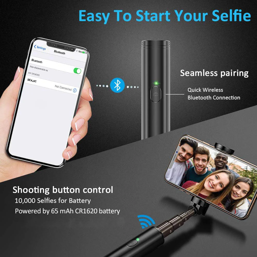 Selfie Stick Wireless Lightweight Aluminum Remote Shutter Self-Portrait Extendable - ZDG36 - Image 4