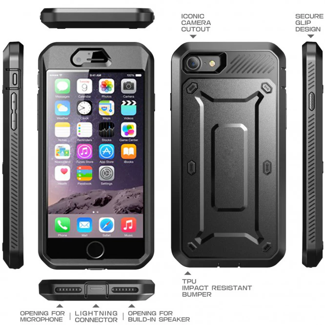 Hybrid Case Rugged Holster Swivel Belt Clip - Built-in Screen Protector - Black - Selna L01 - Image 3