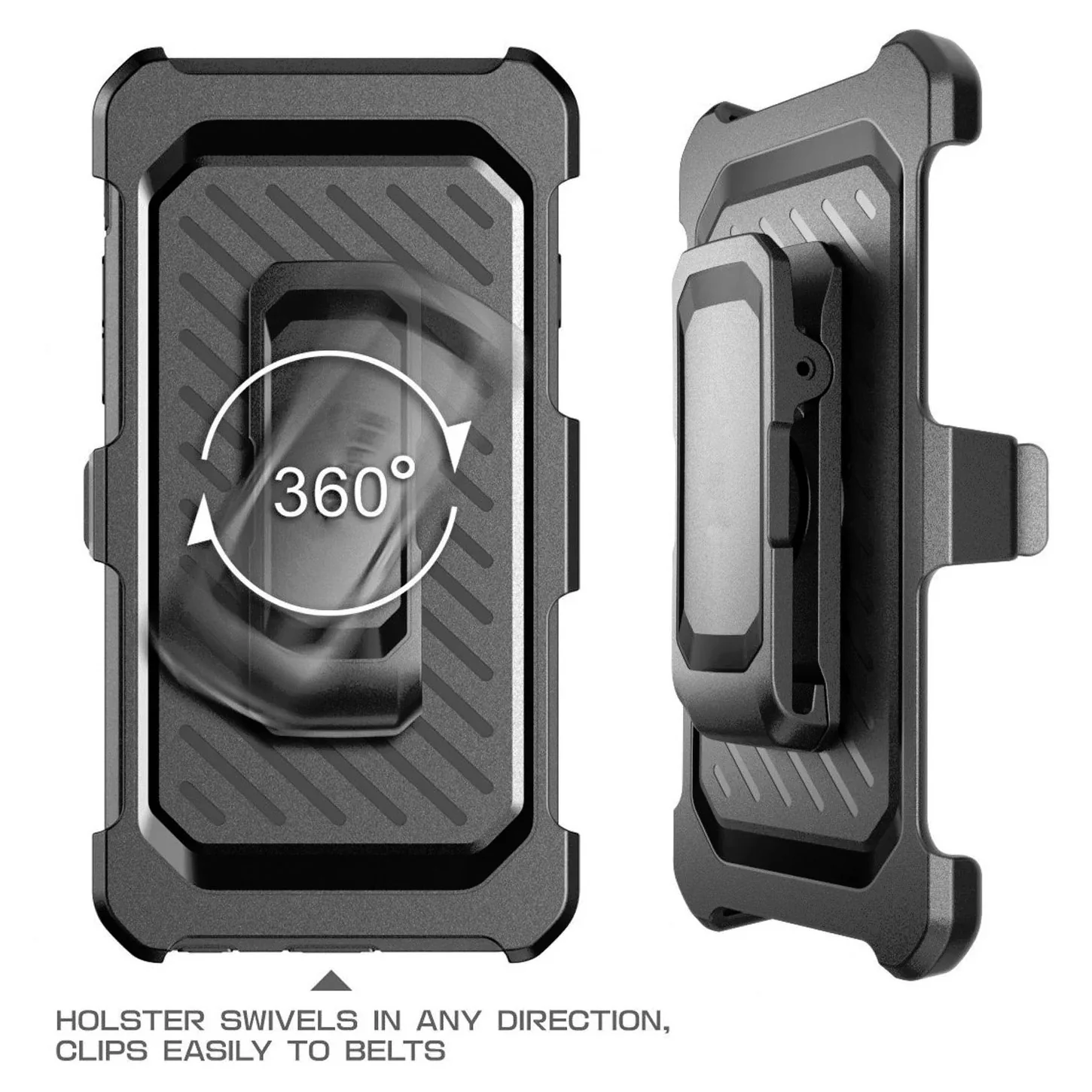 Hybrid Case Rugged Holster Swivel Belt Clip - Built-in Screen Protector - Black - Selna N33 - Image 5