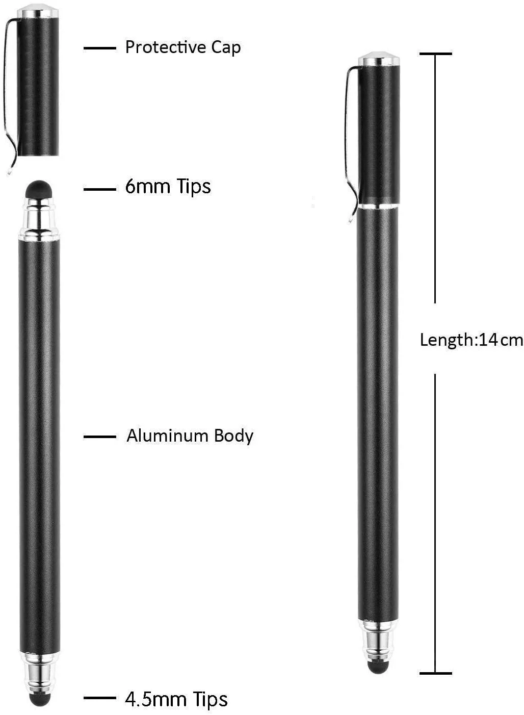 Stylus Touch Screen Pen Fiber Tip Aluminum Lightweight Black - ZDZ49 - Image 2