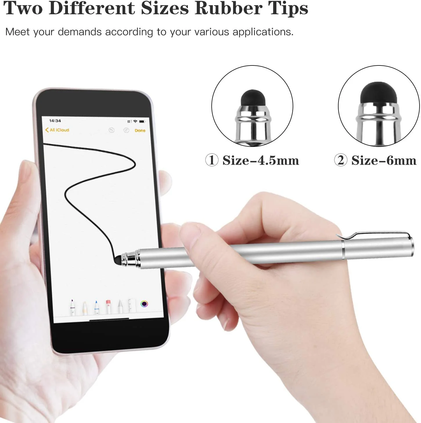 Stylus Touch Screen Pen Fiber Tip Aluminum Lightweight Silver Color - ZDZ51 - Image 5