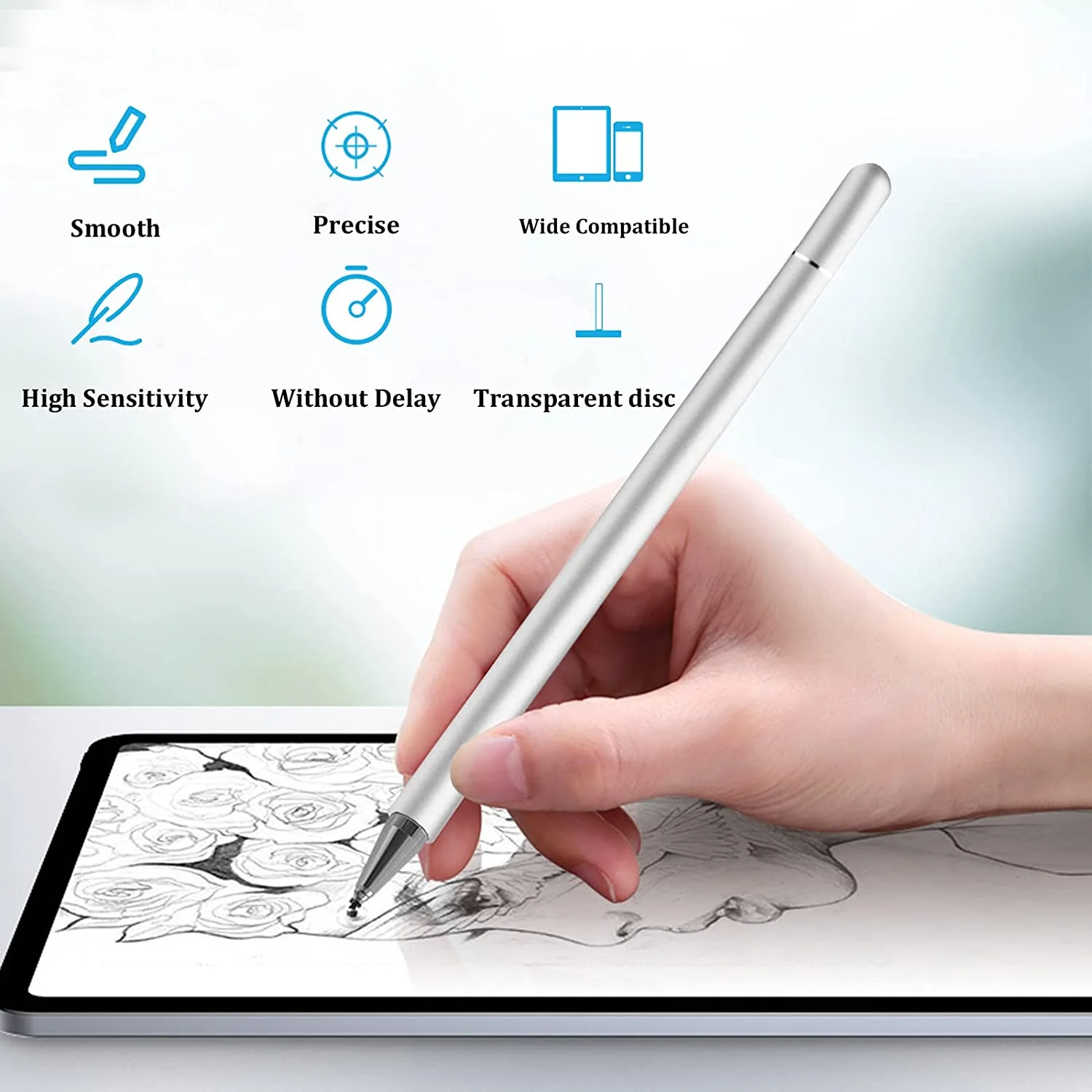 Stylus Touch Screen Pen Fiber Tip Aluminum Lightweight Silver Color - ZDZ81 - Image 6