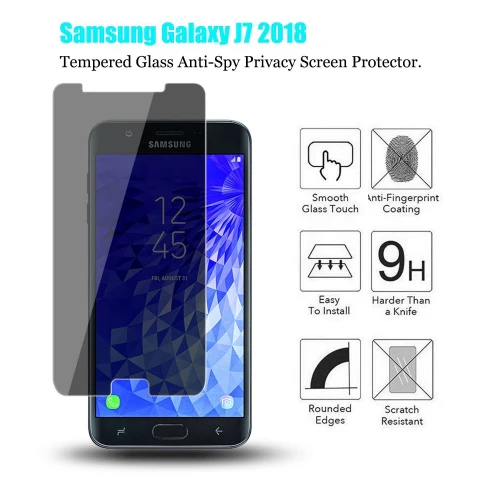 Samsung Galaxy J7 2018 - Privacy Screen Protector - Tempered Glass - 3D Full Cover - Image 4