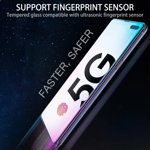 Samsung Galaxy S10 5G - Tempered Glass Screen Protector - Full Cover Curved - Fingerprint Unlock - Image 2