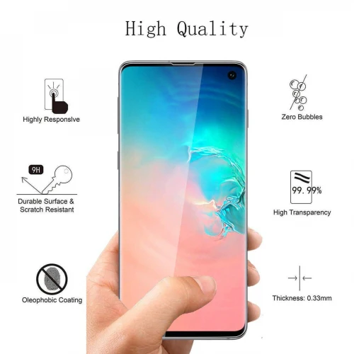 Samsung Galaxy S10 Plus - Tempered Glass Screen Protector - Full Cover Curved - Fingerprint Unlock - Image 3