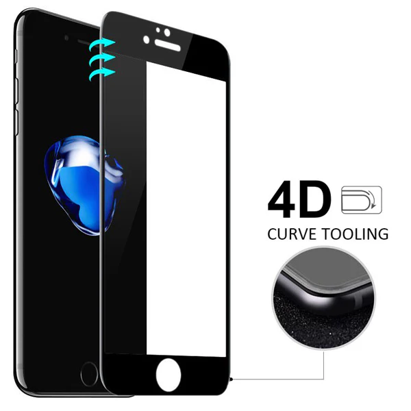 iPhone 6S/7/8 - Tempered Glass Screen Protector - HD Clear - 5D Curved - Full Cover - Black - Image 2