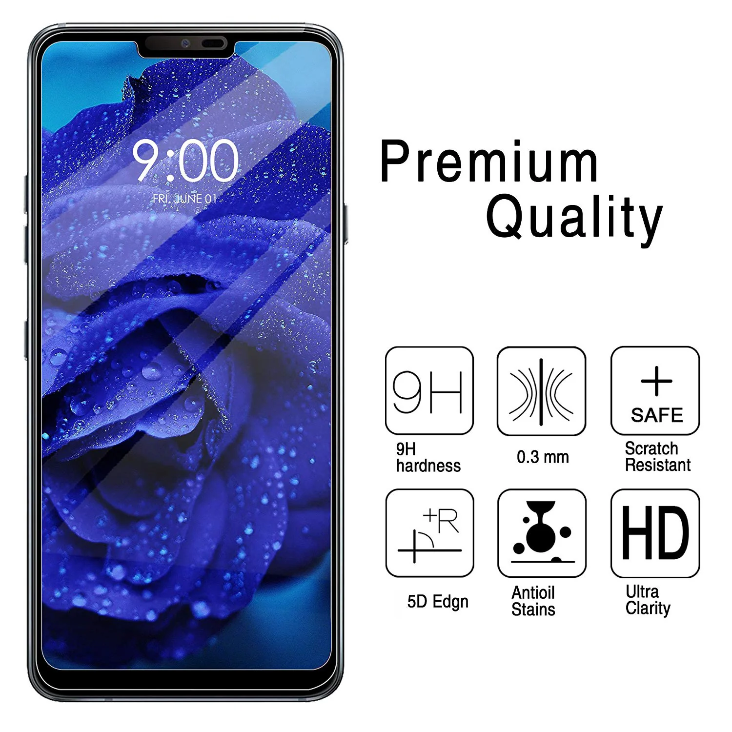 LG G7 ThinQ - Tempered Glass Screen Protector - HD Clear - Curved - Full Cover - Image 6