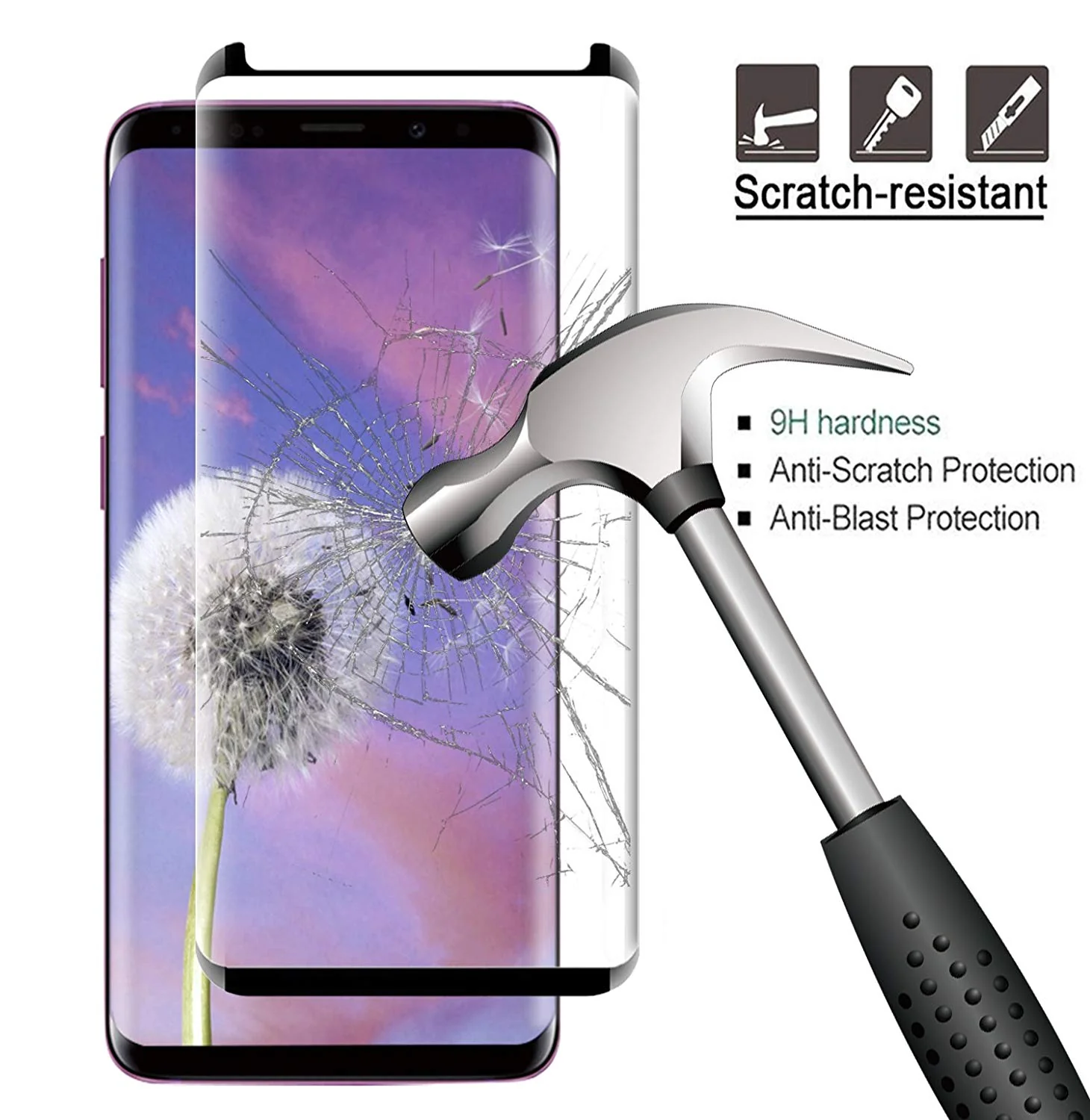 Samsung Galaxy S9 - Tempered Glass Screen Protector - HD Clear - Curved - Full Cover - Image 3