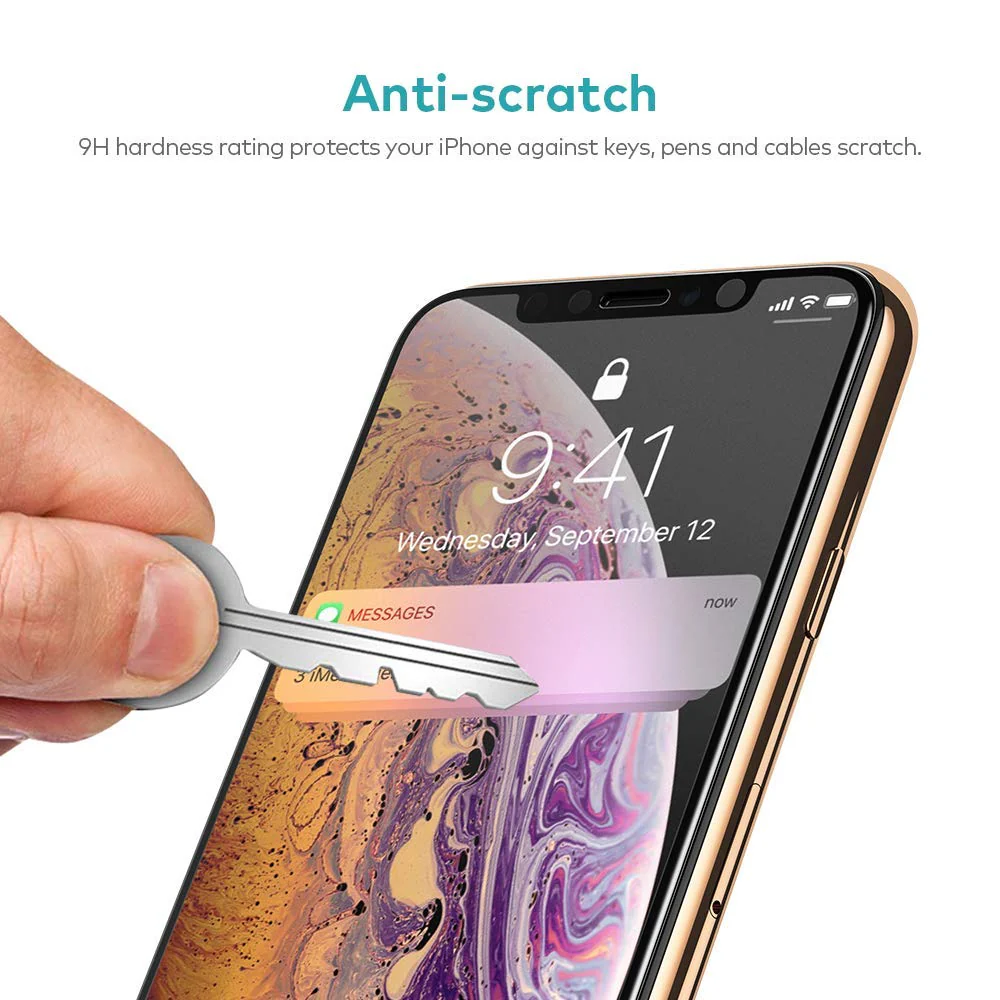 iPhone X/XS/11 Pro - Anti-glare Screen Protector Tempered Glass - Full Cover - Fingerprint Resistant - Image 6