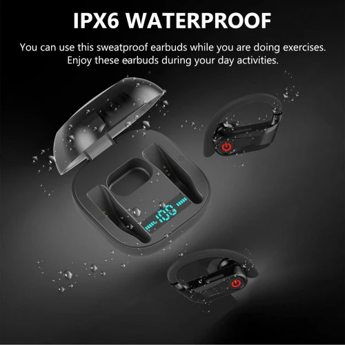 TWS Bluetooth Headphones Wireless Earphones Ear Hook Buds - Black - L95 - Image 3