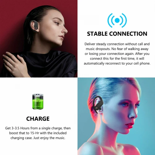 TWS Bluetooth Headphones Wireless Earphones Ear Hook Buds - Black - L95 - Image 8