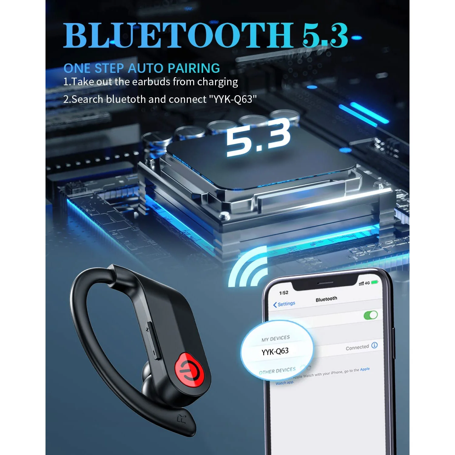 TWS Earphones Wireless Earhook Headphones Earbuds True Stereo Headset - ZDY46 - Image 2