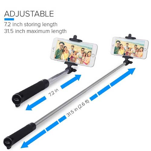 Compact Wired Selfie Stick Monopod Extendable with Built-in Remote Shutter - Fonus B41 - Image 5
