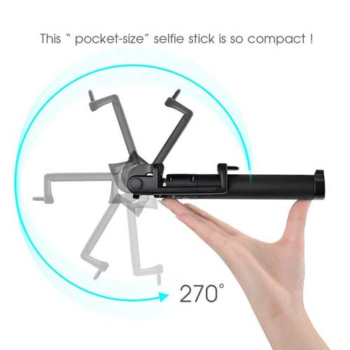 Compact Wired Selfie Stick Monopod Extendable with Built-in Remote Shutter - Fonus B41 - Image 6