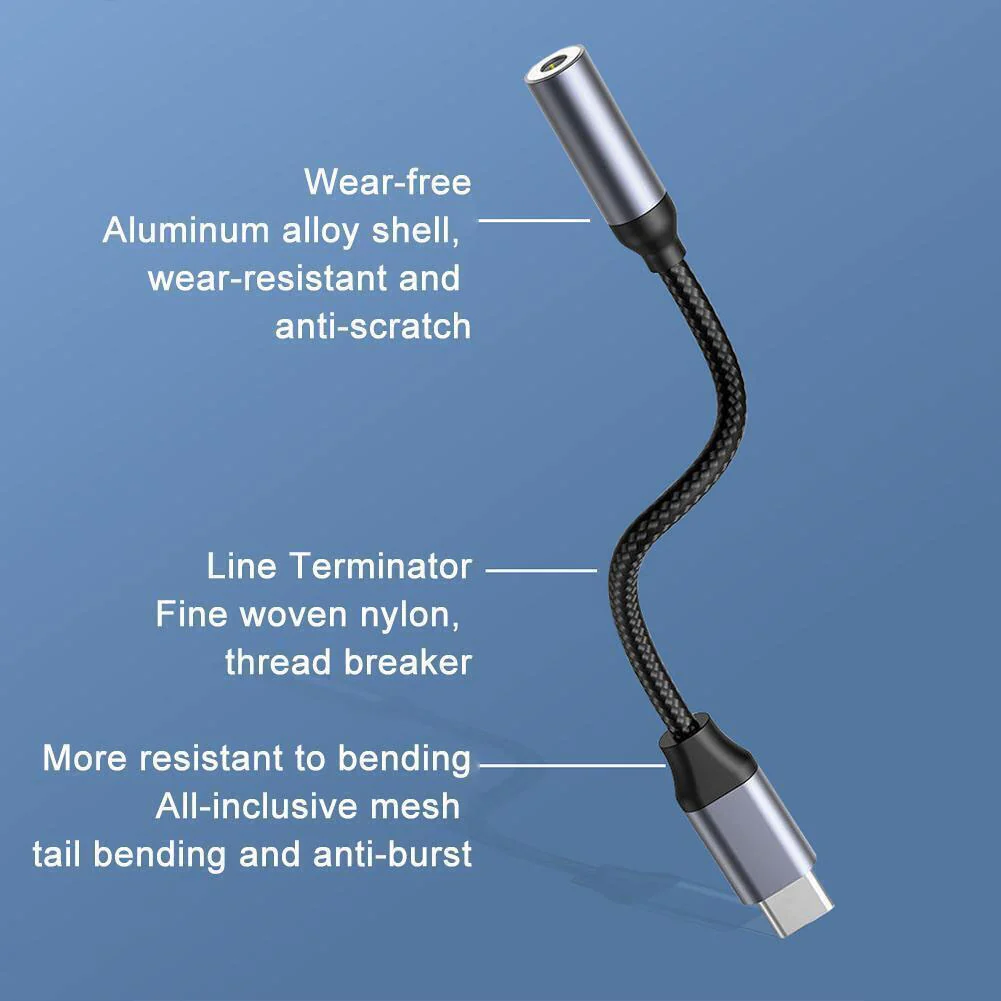 USB-C Earphone Adapter Headphone Audio Jack Port Converter 3.5mm Female to USB-C Male Adaptor Mic Support - ZDS92 - Image 5