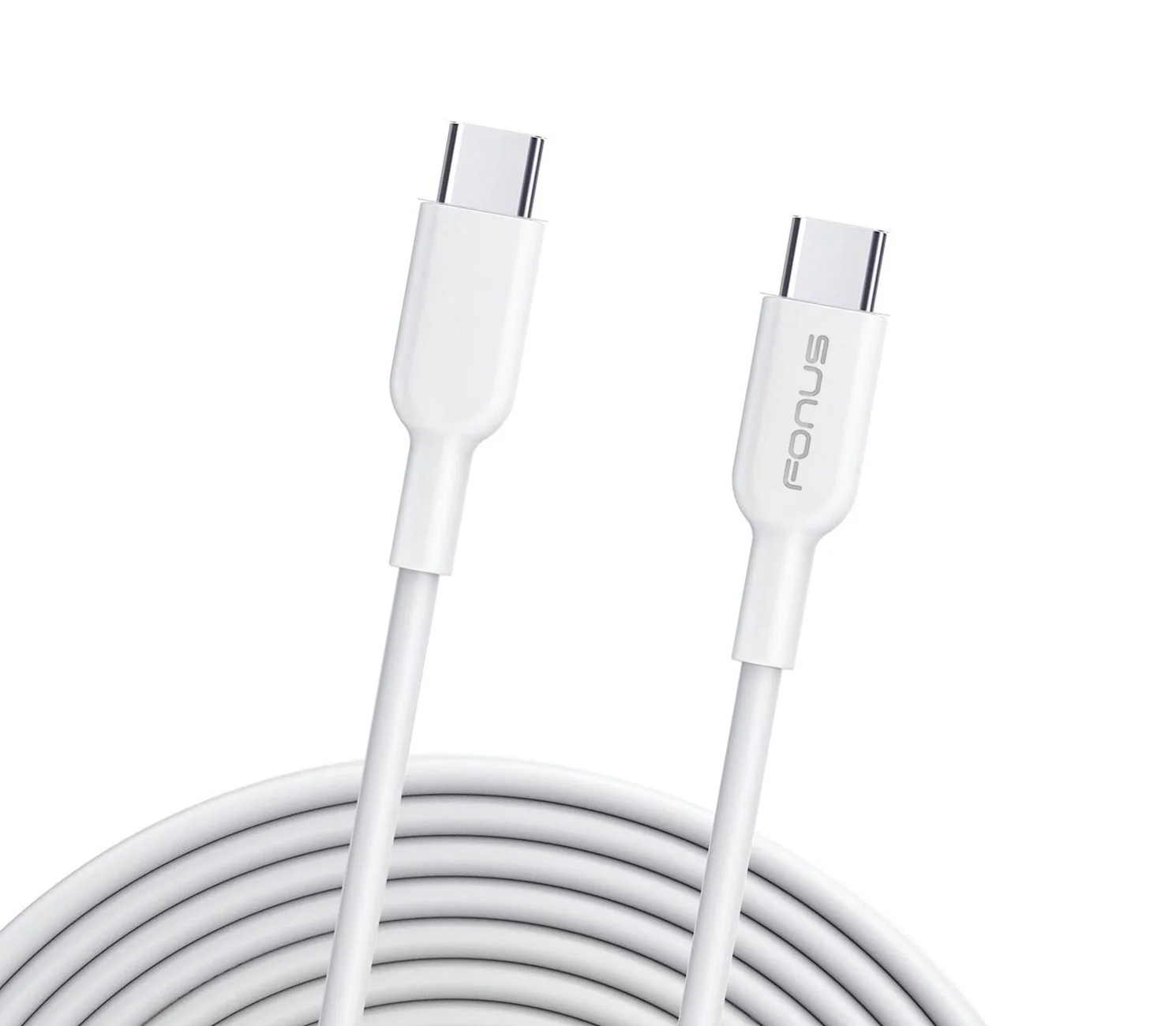 10ft USB-C to Type-C PD Cable Charger Cord - TPE - White - Fonus R26