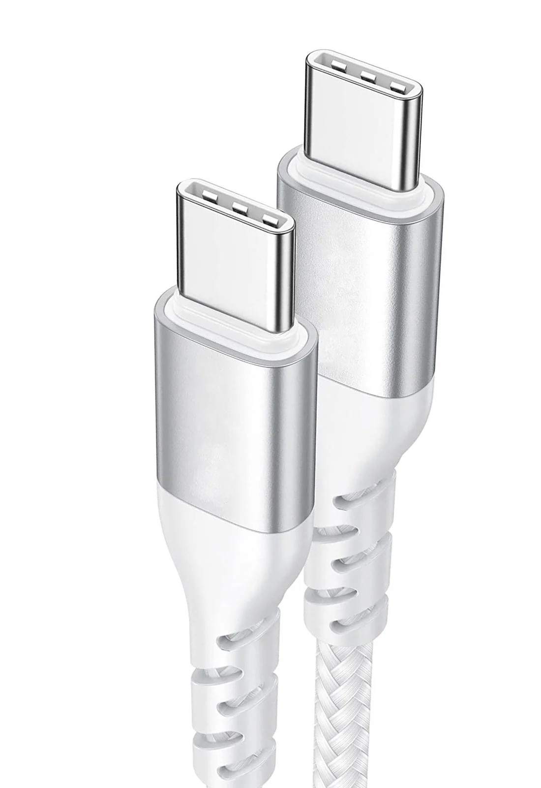 6ft USB-C to Type-C PD Cable Charger Cord - Braided - White - Fonus R19