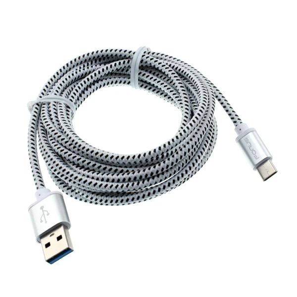 6ft USB-C Cable Charger Cord - Braided - White - Fonus C02 - Image 3