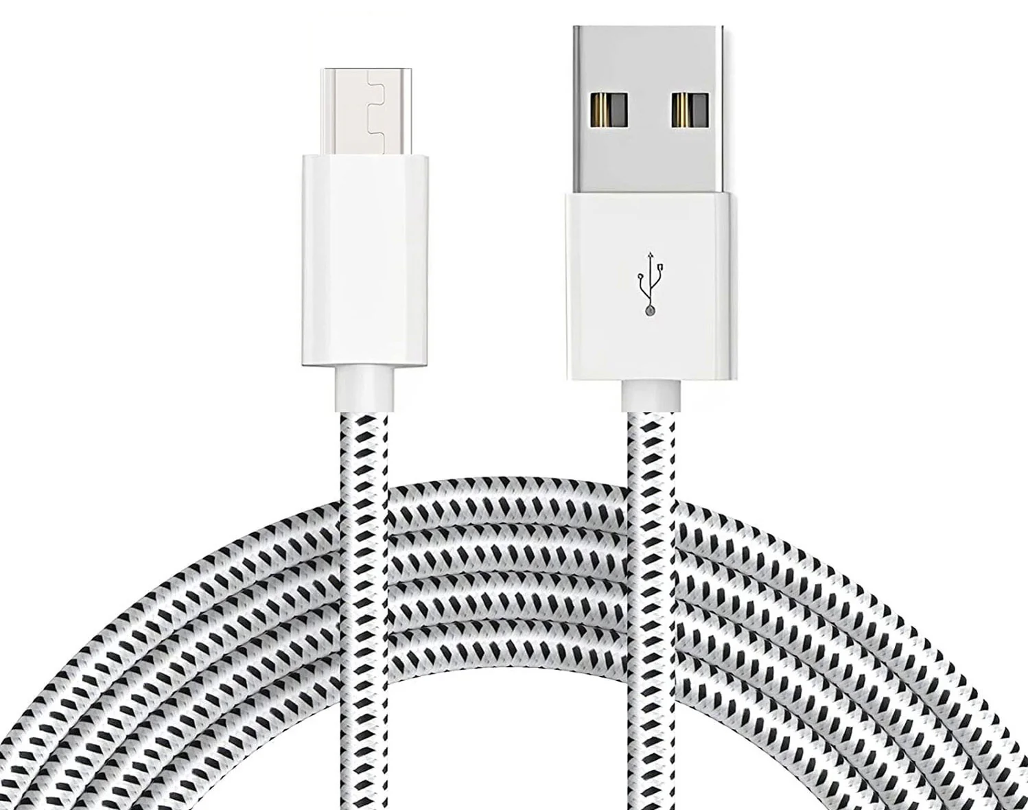 6ft Micro USB Cable Charger Cord - Braided - White - Fonus F71