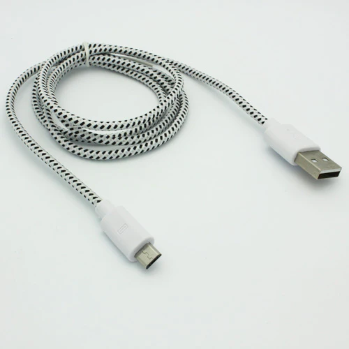 6ft Micro USB Cable Charger Cord - Braided - White - Fonus F71 - Image 2