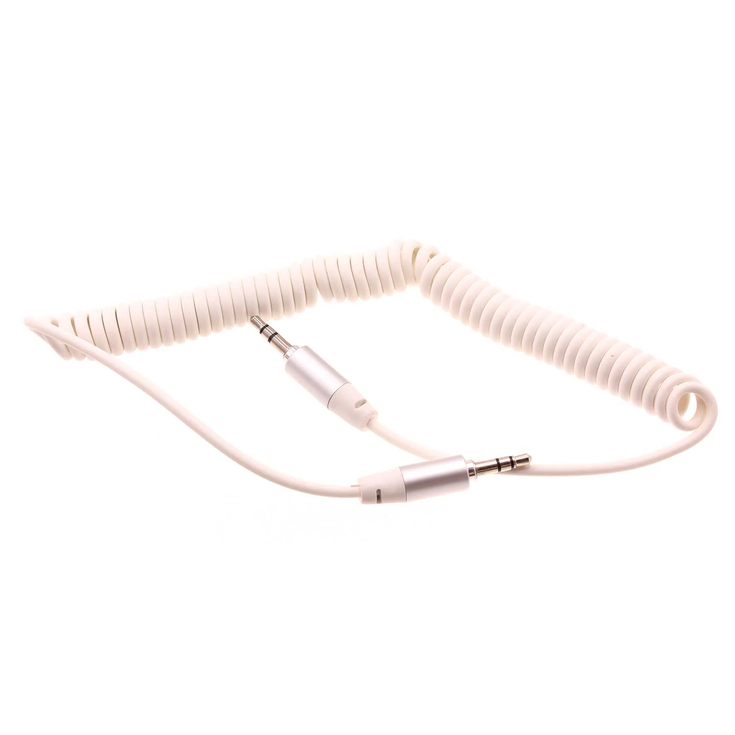 3.5mm Audio Cable Aux-in Car Stereo Speaker Cord - Coiled - White - Fonus P18
