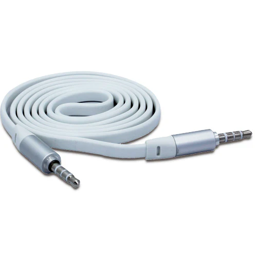 3.5mm Audio Cable 6ft Aux-in Car Stereo Speaker Cord - Flat - White - Fonus S02 - Image 2