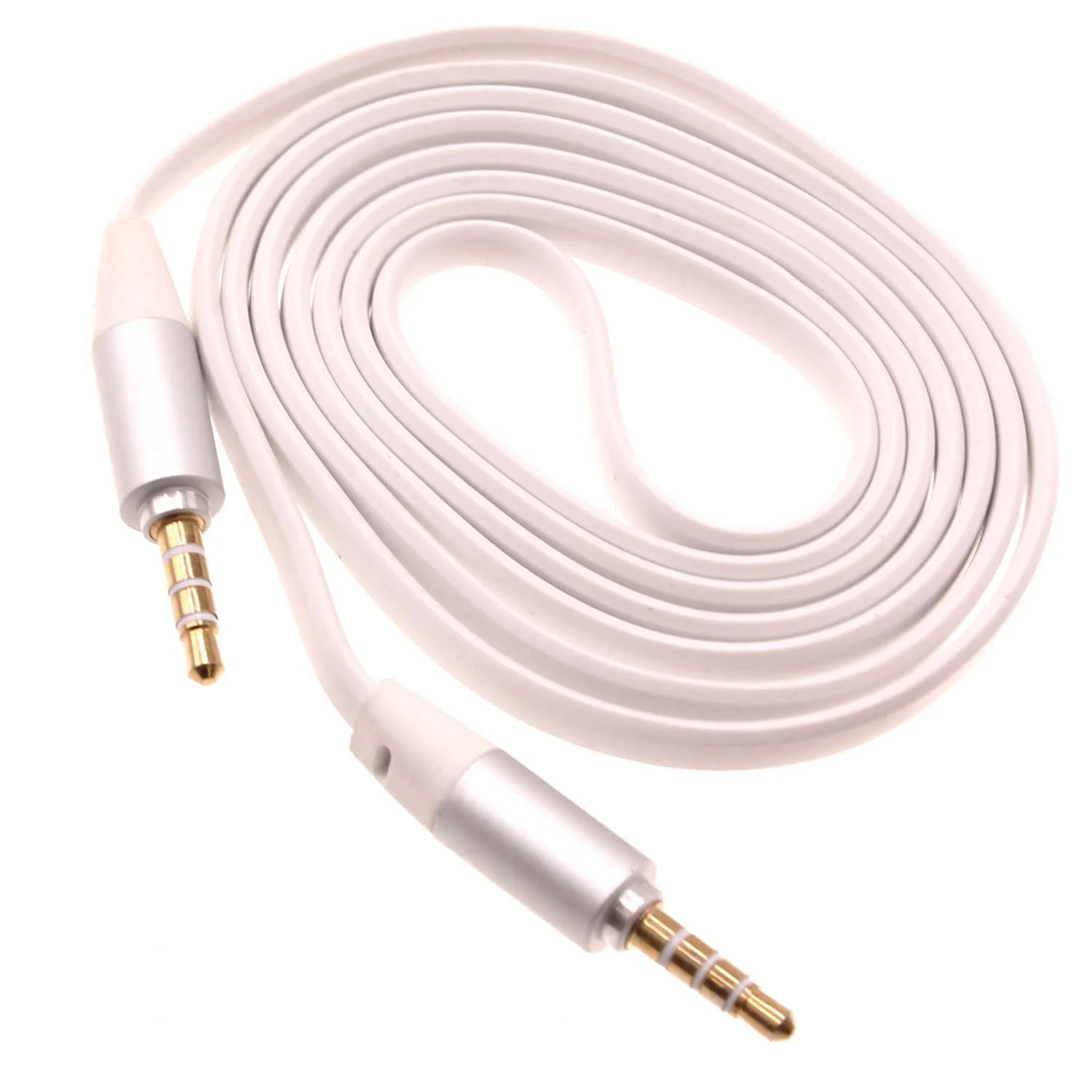 3.5mm Audio Cable Aux-in Car Stereo Speaker Cord - Flat - White - Fonus J07