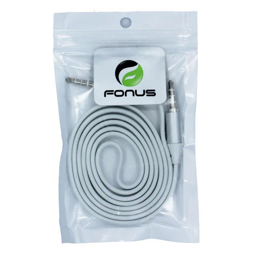 3.5mm Audio Cable Aux-in Car Stereo Speaker Cord - Flat - White - Fonus J07 - Image 2
