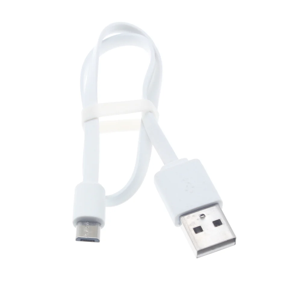 Short Micro USB Cable Charger Cord - Flat - White - Fonus G89