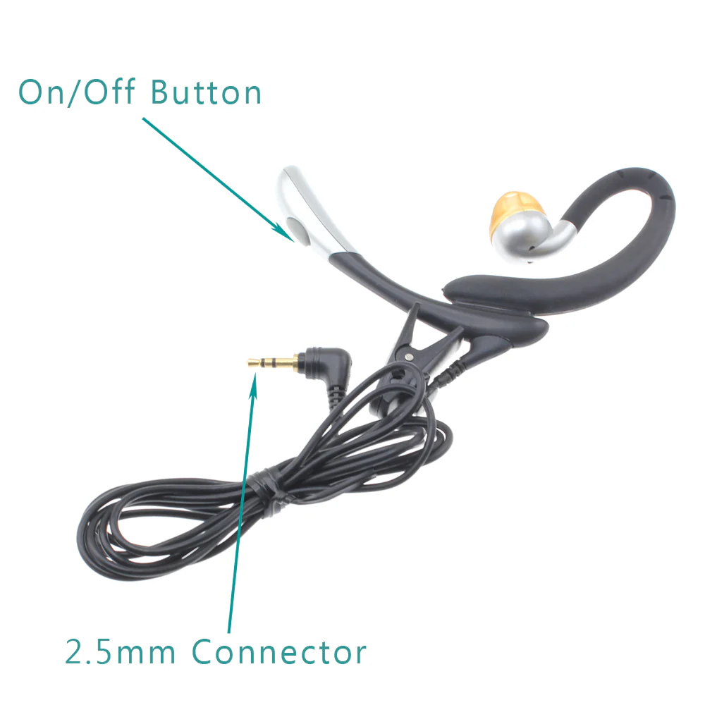 Wired Earphone with Boom Mic Over-the-ear 3.5mm Adapter Single Earbud Headphone - ZDC37+S06 - Image 5