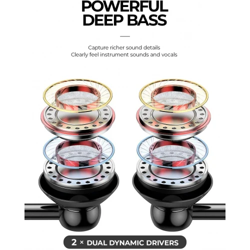 Wired Earphones Hi-Fi Sound Headphones Handsfree Mic Headset Metal Earbuds - ZDK46 - Image 2