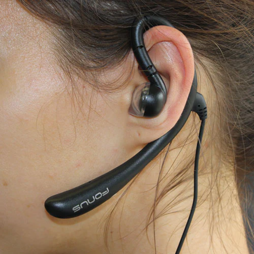 Behind The Ear Headphones Single Earphone with Microphone - Black - Fonus K57 - Image 3
