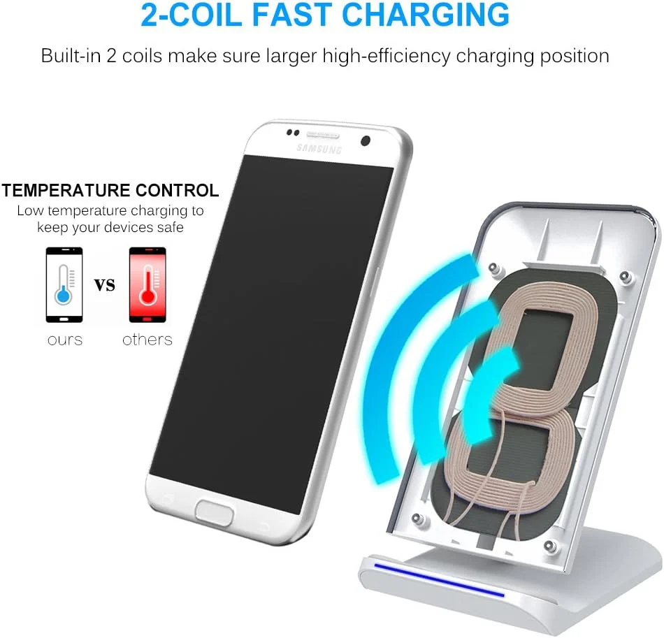 Wireless Charger 10W Fast Stand Detachable 2-Coils Charging Pad - ZDZS40 - Image 6