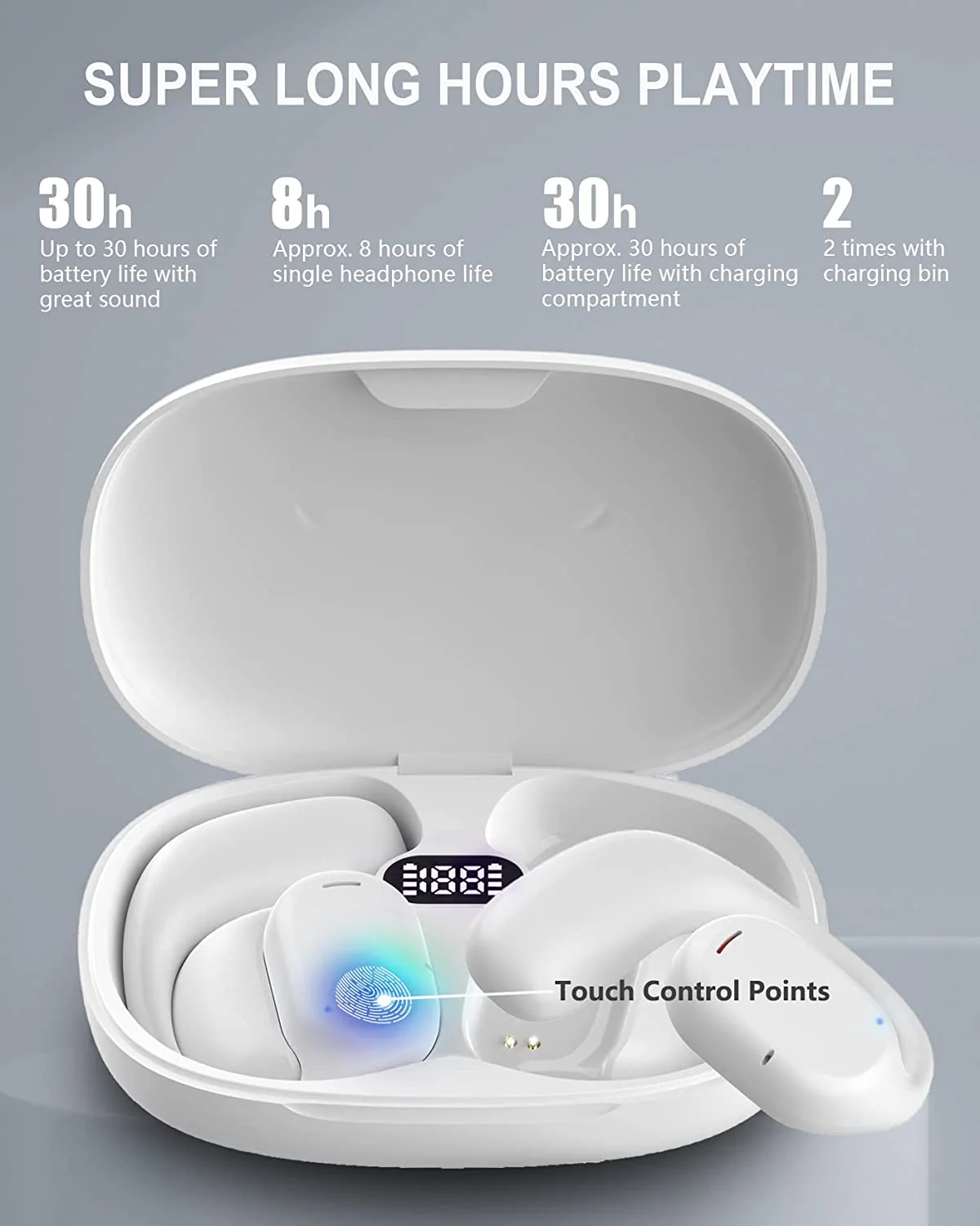 Wireless Ear-hook OWS Earphones Bluetooth Earbuds Over the Ear Headphones True Stereo Charging Case Hands-free Mic - ZDZ96 - Image 2