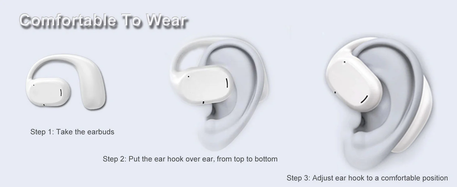 Wireless Ear-hook OWS Earphones Bluetooth Earbuds Over the Ear Headphones True Stereo Charging Case Hands-free Mic - ZDZ96 - Image 8