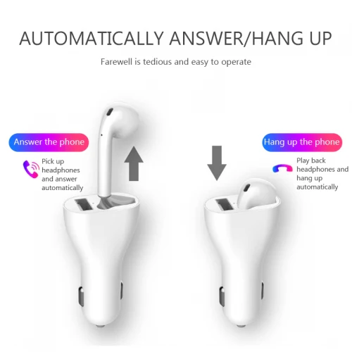 Mono Bluetooth Earphone Wireless Earbud Car Charger Combo - White - L89 - Image 2