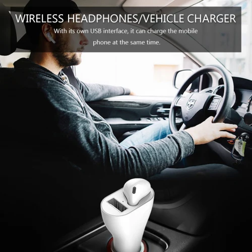 Mono Bluetooth Earphone Wireless Earbud Car Charger Combo - White - L89 - Image 6