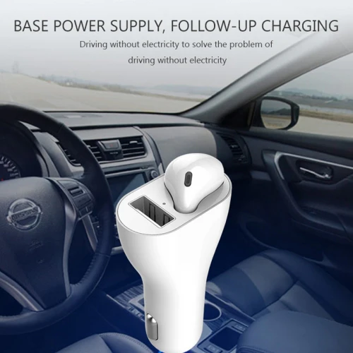 Mono Bluetooth Earphone Wireless Earbud Car Charger Combo - White - L89 - Image 8