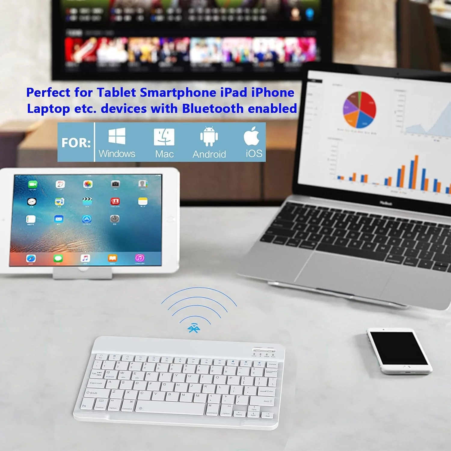 Wireless Keyboard Ultra Slim Rechargeable Portable Compact - ZDS79 - Image 4